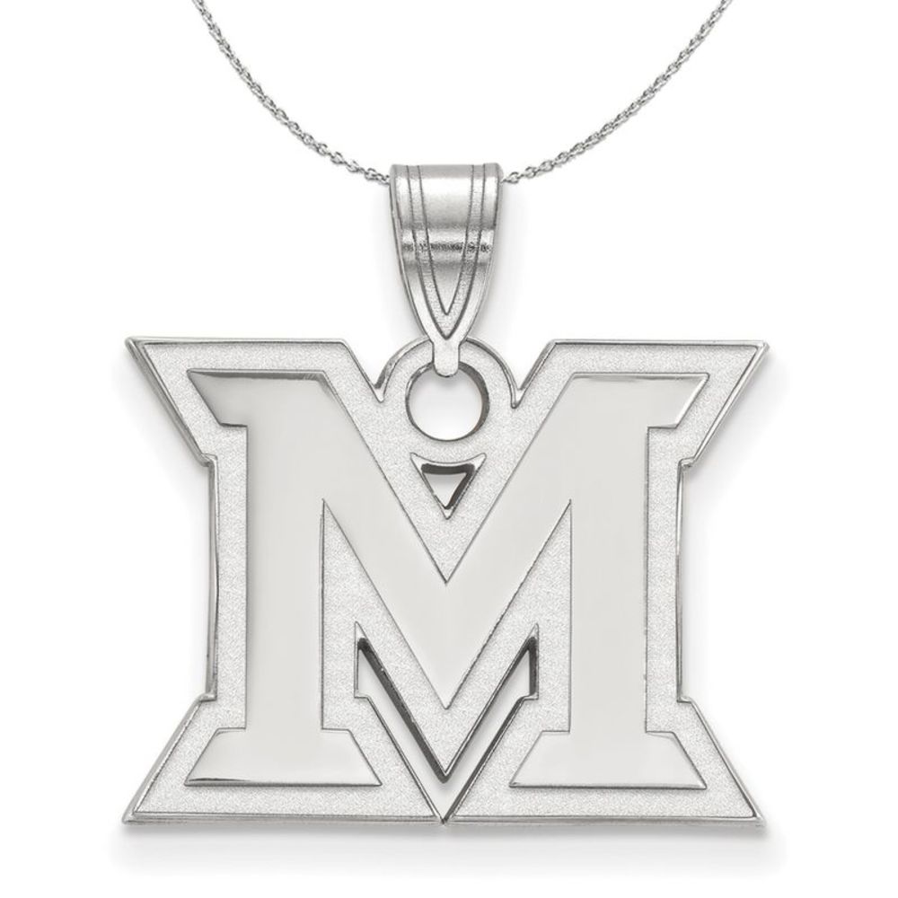 Sterling Silver Miami U Medium Initial M Necklace - 20 Inch